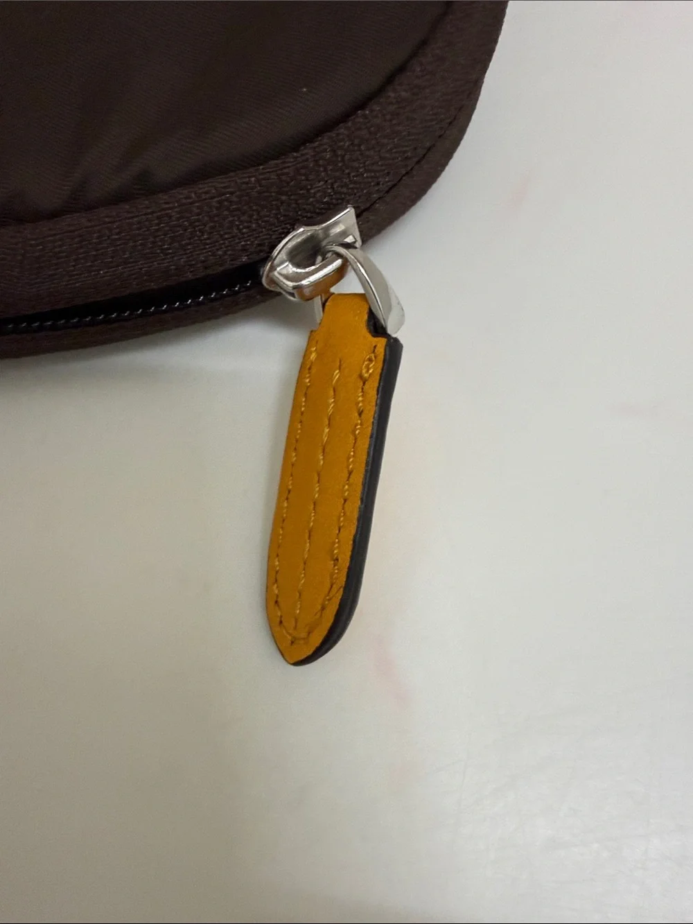 Tumi Brown Laptop Sleeve with Orange Logo Accent